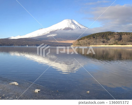 雪富士山與倒富士(山中湖) 雪富士山與倒富士(山中湖) 136005372