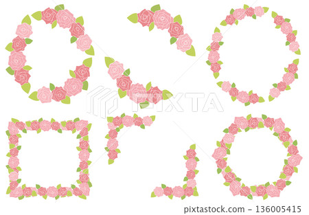 Colorful rose flower frame set Colorful rose flower frame set 136005415