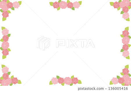 Cute illustration frame of red and pink roses Cute illustration frame of red and pink roses 136005416