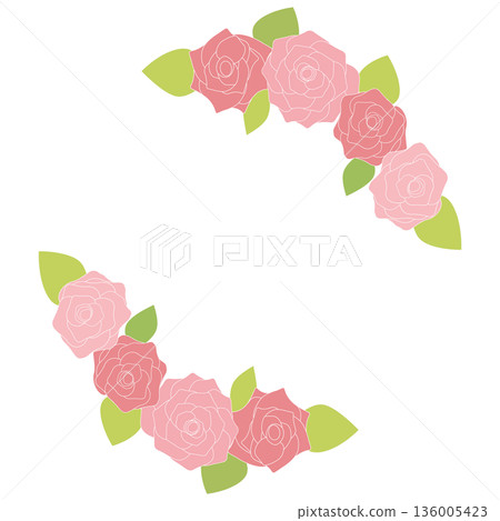 Cute illustration frame of red and pink roses Cute illustration frame of red and pink roses 136005423