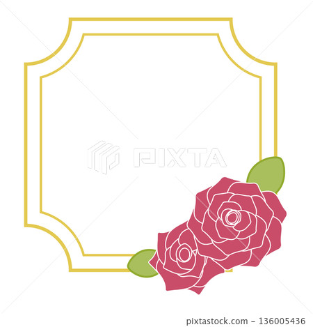 Red rose and gold border frame Red rose and gold border frame 136005436