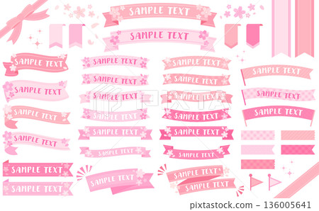 Cute cherry blossom pink ribbon frame set Cute cherry blossom pink ribbon frame set 136005641