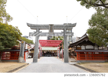 從正面看到的福岡東嘉惠比壽神社的鳥居與庭院 136005762