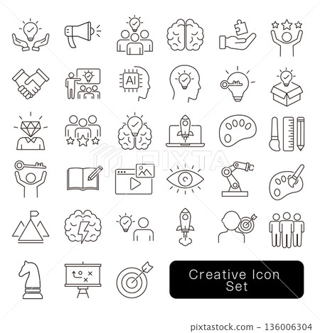 Creative icon set: Design and idea materials Creative icon set: Design and idea materials 136006304