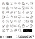 Web marketing icon set: advertising, analysis, and customer acquisition materials 136006307