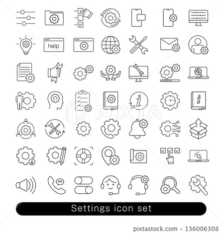Settings, management, and maintenance icon set: System adjustment material 136006308