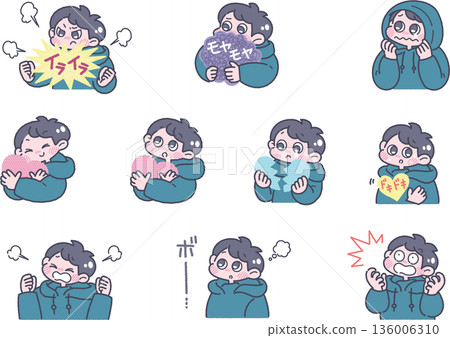 Boy and feelings illustration set Boy and feelings illustration set 136006310