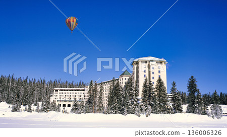 Canadian Rockies winter scenery during the harsh winter 136006326