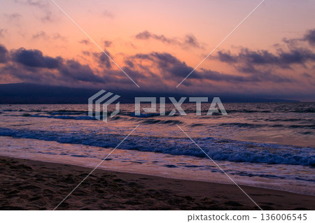 Beautiful sunrise over the Black sea in Bulgaria 136006545