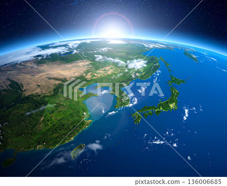 從外太空看到的日本列島 136006685