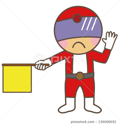 一個帶有警告表情的引導字符，用黃旗傳達規則。 136006692