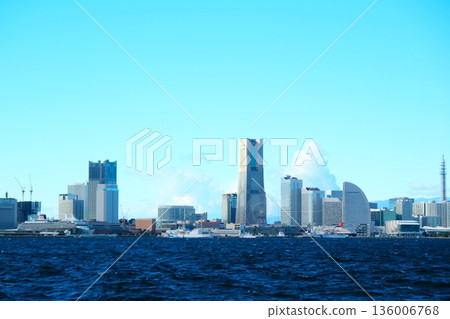 Yokohama Port under the blue winter sky 136006768