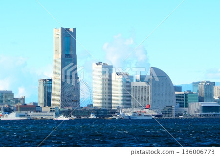 Yokohama Port under the blue winter sky Yokohama Port under the blue winter sky 136006773
