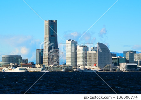 Yokohama Port under the blue winter sky Yokohama Port under the blue winter sky 136006774