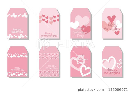 Cute pink heart banners set, Valentine's day tags set Cute pink heart banners set, Valentine's day tags set 136006971