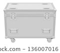 Clay render of front view of flight case isolated on white background - 3D illustration 136007016