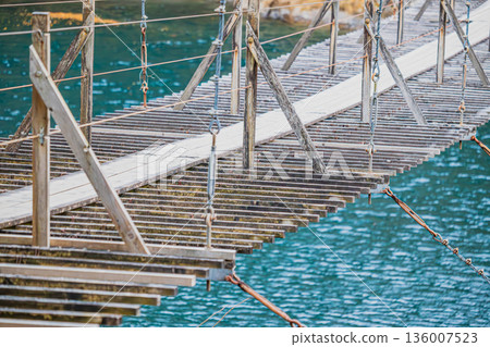 位於川根町（靜岡縣）的洲又峽夢幻大吊橋的景色 136007523