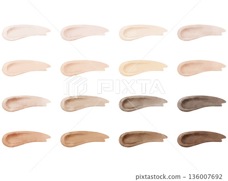 Watercolor style foundation skin tone swatch illustration Watercolor style foundation skin tone swatch illustration 136007692