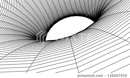 Monochrome Wireframe Grid Shape. Abstract 3D Geometric Shape Monochrome Wireframe Grid Shape. Abstract 3D Geometric Shape 136007959