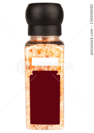 pink salt bottle isolated on white background 136008080