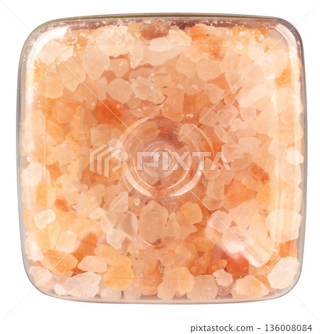 pink salt bottle isolated on white background bottom pink salt bottle isolated on white background bottom 136008084