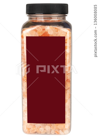 pink salt bottle isolated on white background pink salt bottle isolated on white background 136008085
