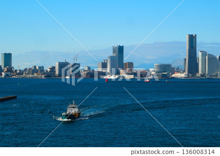 Yokohama Port under the blue winter sky Yokohama Port under the blue winter sky 136008314