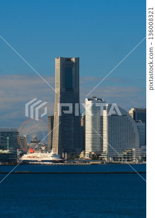 Yokohama Port under the blue winter sky Yokohama Port under the blue winter sky 136008321