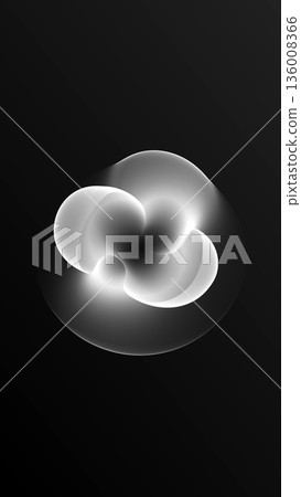 Vertical abstract monochrome fluid sphere with soft white glowing layers on dark background. Smooth futuristic energy shape with clean depth, calm visual rhythm and minimal digital atmosphere. Vertical abstract monochrome fluid sphere with soft white glowing layers on dark background. Smooth futuristic energy shape with clean depth, calm visual rhythm and minimal digital atmosphere. 136008366