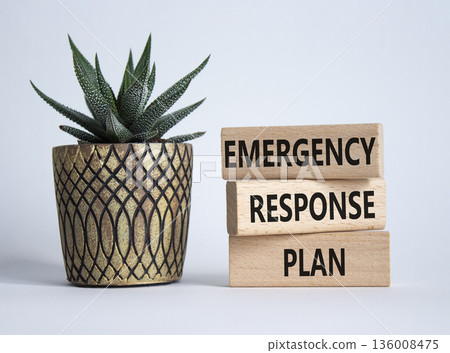 Emergency Response Plan symbol. Concept words Emergency Response Plan on wooden blocks. Businessman hand. Beautiful white background with succulent. Business and Emergency Response Plan concept. Copy Emergency Response Plan symbol. Concept words Emergency Response Plan on wooden blocks. Businessman hand. Beautiful white background with succulent. Business and Emergency Response Plan concept. Copy 136008475