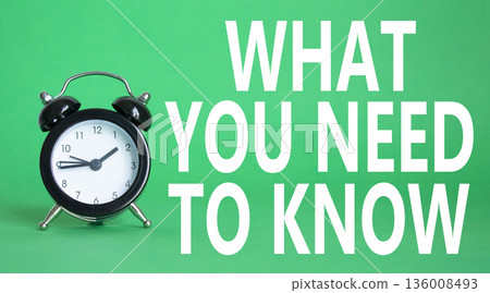 What You need to Know symbol. Wooden blocks with words What You need to Know. Beautiful green background with alarm clock. Business and What You need to Know. Copy space. What You need to Know symbol. Wooden blocks with words What You need to Know. Beautiful green background with alarm clock. Business and What You need to Know. Copy space. 136008493