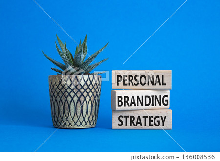 Personal Branding Strategy symbol. Wooden blocks with words Personal Branding Strategy. Beautiful blue background with succulent plant. Business concept. Copy space. Personal Branding Strategy symbol. Wooden blocks with words Personal Branding Strategy. Beautiful blue background with succulent plant. Business concept. Copy space. 136008536