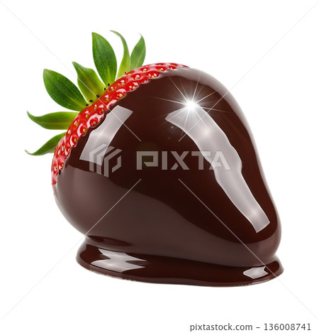 chocolate balls with strawberry in the shape of a heart 136008741