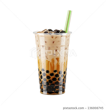 iced coffee in plastic glass 136008745