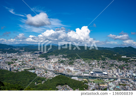 View of Nagasaki city from the observation deck at the top of Mount Inasa 136008839