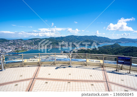 View of Nagasaki city from the observation deck at the top of Mount Inasa 136008845