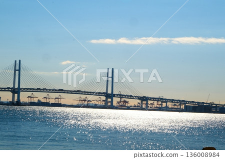 Yokohama Bay Bridge under the blue sky Yokohama Bay Bridge under the blue sky 136008984