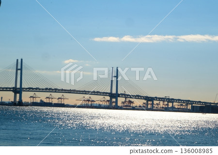 Yokohama Bay Bridge under the blue sky Yokohama Bay Bridge under the blue sky 136008985