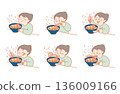 Illustration of a man eating ramen 136009166