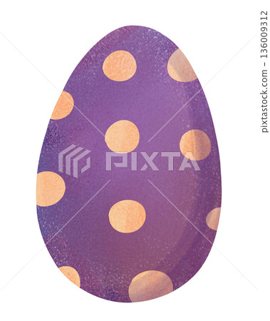 Cute Easter egg illustration in a soft pastel palette. Hand-drawn decorative egg with simple patterns, perfect for kids designs, Easter cards, holiday decor, nursery art, stickers, prints, backgrounds 136009312