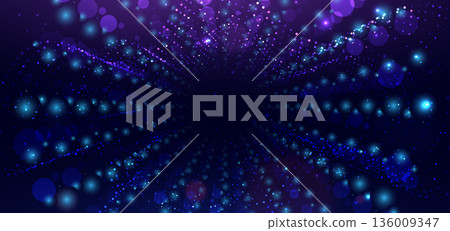 Wave particel digital glowing on dark background. Futuristic technology data communication science concept. Wave particel digital glowing on dark background. Futuristic technology data communication science concept. 136009347