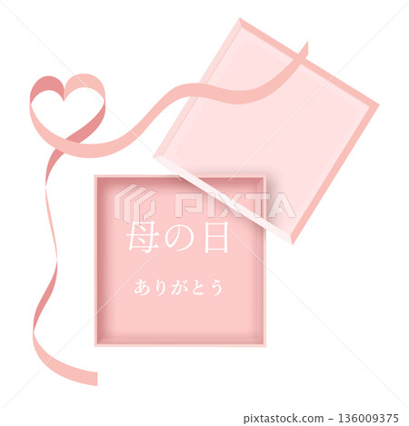 母親節標題框絲帶粉紅色向量圖 136009375