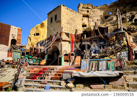Colorful market stalls on stone steps in historic old town Colorful market stalls on stone steps in historic old town 136009538