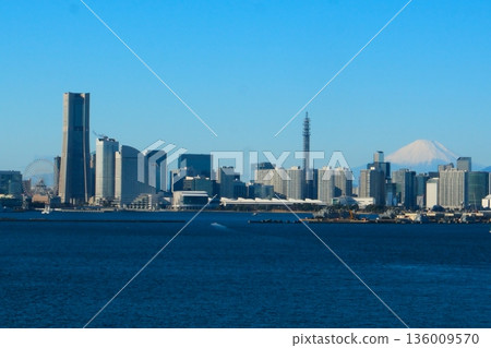Yokohama Port under the blue winter sky Yokohama Port under the blue winter sky 136009570