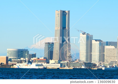 Yokohama Port under the blue winter sky Yokohama Port under the blue winter sky 136009630