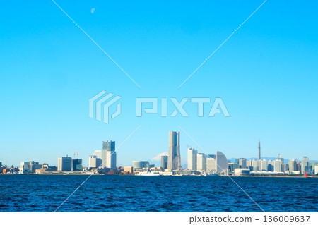 Yokohama Port under the blue winter sky Yokohama Port under the blue winter sky 136009637
