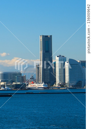 Yokohama Port under the blue winter sky Yokohama Port under the blue winter sky 136009642