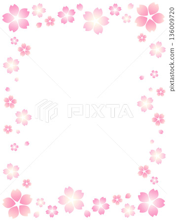 春色漸層櫻花水彩邊框背景豎版 136009720