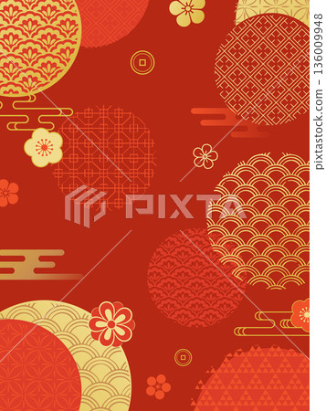 以中國新年為靈感的中國傳統圖案背景 136009948