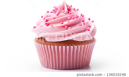 cupcake with pink frosting cupcake with pink frosting 136010246